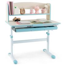 COSTWAY Scrivania per Bambini, Banco Scuola per 3-12 Anni Regolabile in Altezza da 50cm a 73cm con Piano Inclinabile 60°, Scrittoio Cameretta
