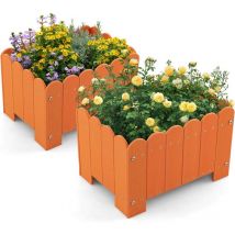 COSTWAY Set di 2 Fioriere in HDPE Resistente alle Intemperie con Aperture per Drenaggio, Aiuola Rialzata per Verdure, Fiori e Piante su Terrazzo,