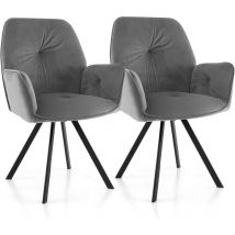 Set di 2 Sedia da Scrivania in Velluto, Poltrona Girevole a 360° con Gambe in Metallo e Piedini Antiscivolo, Schienale Largo e Braccioli Ergonomici,