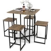 Set di tavoli quadrati salvaspazio per piccoli spazi, appartamenti, piccoli set di tavoli alti da cucina per 4 persone con struttura in metallo,