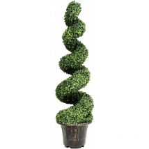 Costway - Set of 1 Artificial Topiary Trees, 120cm Greenery Faux Boxwood Spiral Plant with Realistic Leaves and Pot, Fake Potted Decorative Tree