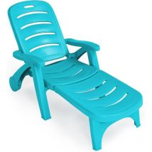 Costway - Sonnenliege mit Rollen, umbaubare Gartenliege/Gartenstuhl, klappbarer Liegestuhl mit 5-Fach Verstellbarer Rückenlehne, wetterfeste