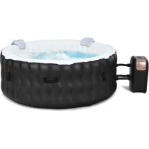Costway - Spa Gonflable avec Appuie-tête, Porte-gobelets, 180 x 68 cm, Spa Rond Portable à 4 Personnes pour Intérieur/Extérieur, Noir
