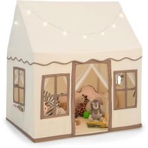 Costway - Kinderspielhaus mit Sternenlichtern, Prinzessin Prinzess Kinderzelt mit Fenstern & Netzvorhängen, Kinderspielzelt Spielzelt Spielhaus für