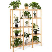 Support pour Plantes en Bambou à 5 Niveaux, Porte-Plante pour 12 Plantes en Pot Charge Total 50KG, Support de Rangement pour Salon Terrasse Jardin,