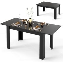 Costway - Table Extensible Salle a Manger, Table Cuisine Extensible 6 Personnes Bois et Noir, 120-158 cm, Pieds en Forme de l, Gain de Place