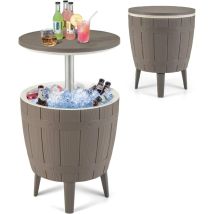 Costway - Table Glacière 37L pour Jardin 3 en 1 avec Plateau Télescopique, Seau à Glace d'Extérieur pour Cocktails Bière Convient aux Piscines