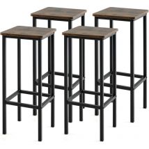 Costway - Tabouret Bar Lot de 4, Chaise de Bar H72 cm, Chaise Haute Bar avec Repose-Pieds, Pieds en Métal, Chaise Bar Industrielle pour Pub, Café,