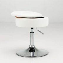 Costway - Tabouret de Coiffeuse Pivotante à 360 Degrés Hauteur Réglable 51-66 cm, Tabouret de Maquillage Couvercle Amovible Rangement Caché, pour