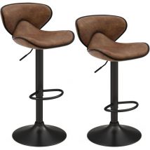 Costway - Tabourets de Bar Pivotants Lot de 2, Chaise de Bar Cuir avec Repose-Pieds, Hauteur Réglable 65-85 cm, Chaise Haute Bar pour Cuisine, Salle