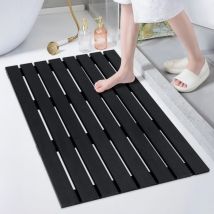 Costway - Tapis de Douche Imperméable 60 x 100 cm, Grand Tapis de Bain avec Texture Antidérapante, Design à Lattes, Tapis de Sol wpc Robuste, pour