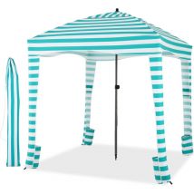 Costway - Tente Cabane de Plage Pliable avec Sac de Transport, Auvent de Plage Portable avec Paroi Latérale Amovible 8 Sacs de Sable Protection