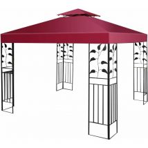 Toile de Rechange en Polyester Impérméable de Jardin 3 x 3 m pour Pavillon Tonnelle Tente Vin Rouge - Costway