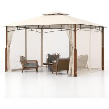 Costway - Tonnelle de Jardin 360 x 300 cm avec Moustiquaire, Pavillon de Patio Extérieur avec Toit à 2 Niveaux Cadre Métallique, Tente Gazebo à Toit