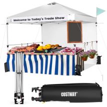 Tonnelle de Jardin Barnum Instantanée 3x3m avec Paroi Latérale Barres Transversales 3 Hauteurs Réglable Sac à Rous Blanc - Costway