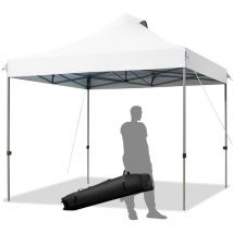 Costway - Tonnelle de Jardin Escamotable Pliable 3x3M, Tente de Fête Imperméable Protection Solaire 3 Hauteurs 305/320/335 cm avec Sac de Rangement à