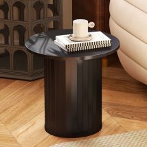 COSVALVE 40CM Round Circle Wood End Table, Fluted Farmhouse Side Table Sets for Living Room, Bedroom, Balcony, Small Spaces, Black