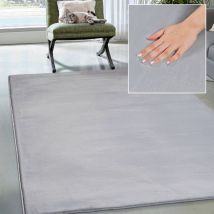 Cosy kuschelig Warmer Fellteppich, weich und elegant, waschbar und Fußbodenheizung geeignet, Grau, 160 x 220 cm - The Carpet