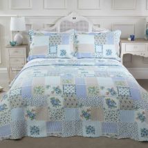 Emma Barclay - Cotswold Bedspread Double Bed Blue Floral Patchwork - Blue