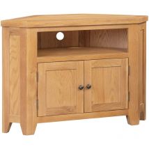 Hallowood Furniture - Cotswold Oak 2 Doors Corner tv Unit with 1 Shelf in Light Oak, Wooden tv Unit, tv Stand Cabinet, Corner Cabinet, tv Table,