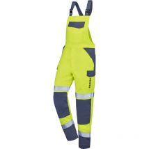 CEPOVETT Trägerhose ONAS Neon-Gelb / Marineblau L 50 mm breite retroreflektierende Streifen Norm EPI