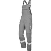 CEPOVETT Latzhose Grau 2XL – Stoffdurchzüge – Gummizug – Brusttasche – Knietaschen – retroreflektierende Streifen