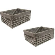 Topfurnishing - Cotton Rope Storage Basket Set Of 2 XLarge,Grey - Grey