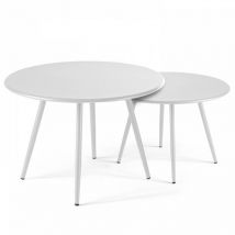 Oviala - 2er-Set runder Couchtisch aus Stahl Weiß - Palavas