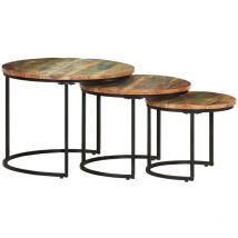 Bonnevie - Couchtisch 3 Stk. Beistelltisch - Satztisch Altholz Massiv BV228916