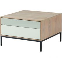 Massivmoebel24 - Couchtisch Akazie 67x67x43 grau-weiß geölt chicago 13