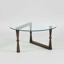 Couchtisch Aus Gehärtetem Glas Und Buchenholz Yuvarlak