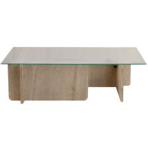 Couchtisch "flavio" Aus Holz – 105 X 65 X 30 Cm – Travertin
