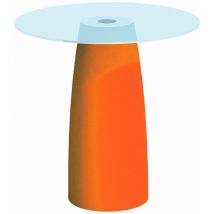 Couchtisch Break Cromia aus Harz mit Glasplatte für den Außenbereich 'Made in Italy' Einfarbig ø 70 cm -Orange / 90 cm