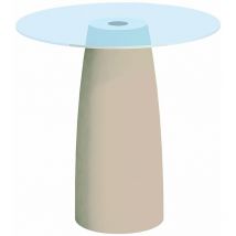 Couchtisch Break Cromia aus Harz mit Glasplatte für den Außenbereich 'Made in Italy' Einfarbig ø 70 cm -Elfenbein / 90 cm