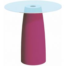 Monacis - Couchtisch Break Cromia aus Harz mit Glasplatte für den Außenbereich 'Made in Italy' Einfarbig ø 70 cm -Violett / 90 cm