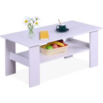 Relaxdays Couchtisch, Hbt: 43,5x100x50 Cm, Wohnzimmertisch Mit Unterer Ablage, Kaffeetisch, Moderner Sofatisch, Weiß