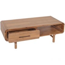 Couchtisch HHG 012, Wohnzimmertisch Beistelltisch Sofatisch, Schublade, Akazie Massiv-Holz gebeizt 44x125x60cm 25kg