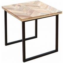 Couchtisch Holz Metall 45 x45 cm quadratisch Industrial Beistelltisch