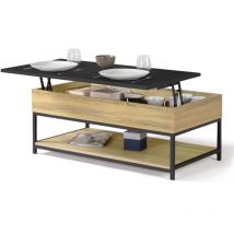 Couchtisch integrale rechteckige Hubplatte boston und unteres Regal Industriedesign