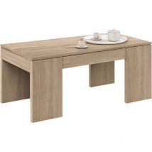 Couchtisch Malibu, Couchtisch mit abnehmbarer Platte, Couchtisch für das Wohnzimmer, cm 100x50h43/84, Eiche