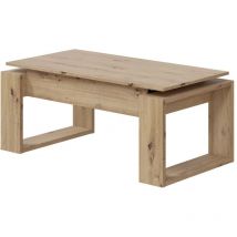 FRS - Couchtisch Flint, Couchtisch mit abnehmbarer Platte, Couchtisch für das Wohnzimmer, cm 105x55h45/56, Eichenknoten