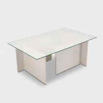 Couchtisch Aus Gehärtetem Glas 105x65 Cm Vetrino - Weiß