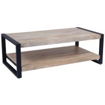 Vente-unique - Couchtisch mit zwei Ablagen - Mangoholz & Metall - Naturfarben & Schwarz - harlem ii