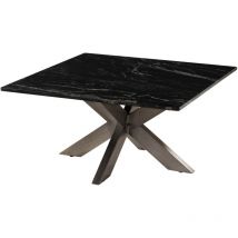 Couchtisch quadratisch 90x90x45 Marmor schwarz / Kreuzgestell Eisen Antik Grau barcelona 406