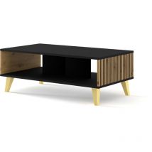 Couchtisch Ravenna b 90x60 Schwarz Matt / Eiche Artisan, Beine Gold