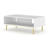 Couchtisch ravenna c 90 cm weiß matt/weiß Hochglanz diamant auf goldenem Gestell