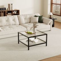 Fufu&Gaga Couchtisch aus gehärtetem Glas und Eisenrahmen – 68cm x 68cm x 40cm – 14 kg – Stil: modern, minimalistisch, industriell