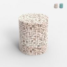 Ahd Amazing Home Design - Couchtisch zylinderförmig mit Intarsien aus Holz Wohnzimmer zeitgenössisch Hadi - Weiß