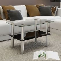 Bonnevie - Couchtisch,Kaffeetisch,Wohnzimmertisch mit Ablage Glas CFW762895