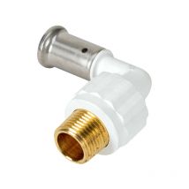 Coude 90° Mâle pvdf blanc multicouche à sertir th ou be Ø16x2.0-1/2